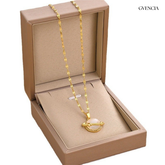 French Style Design Planet Opal Pendant Titanium Steel Necklace Non-fading Simple
