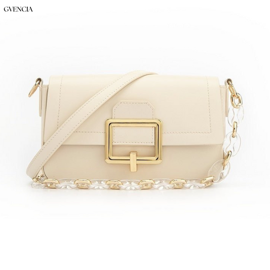 French Minority Textured Shoulder Cowhide Crossbody Bag