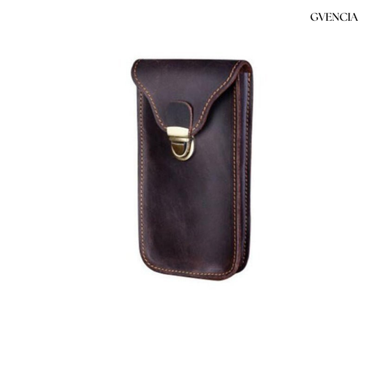 Leather Retro Mobile Phone Bag Outdoor Portable Mobile Phone Protective Cover Home Mobile Phone Storage Bag