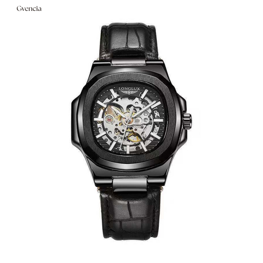 Barrel-shaped Leather Belt Men's Waterproof Mechanical Watch